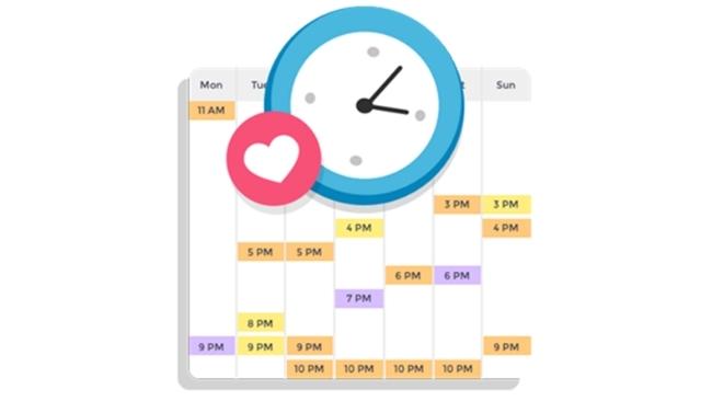 Calendário de posts Instagram indicando os melhores horários para postar no Instagram 