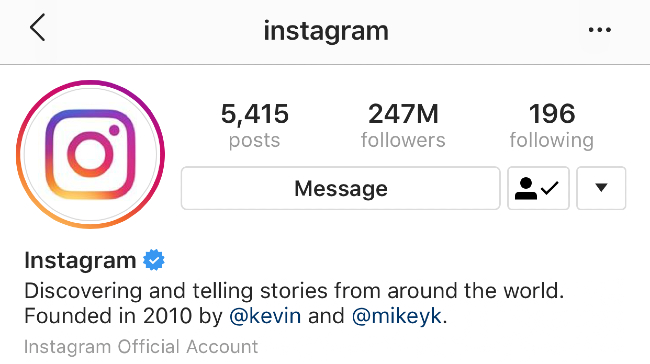 Topo conta verificada Instagram