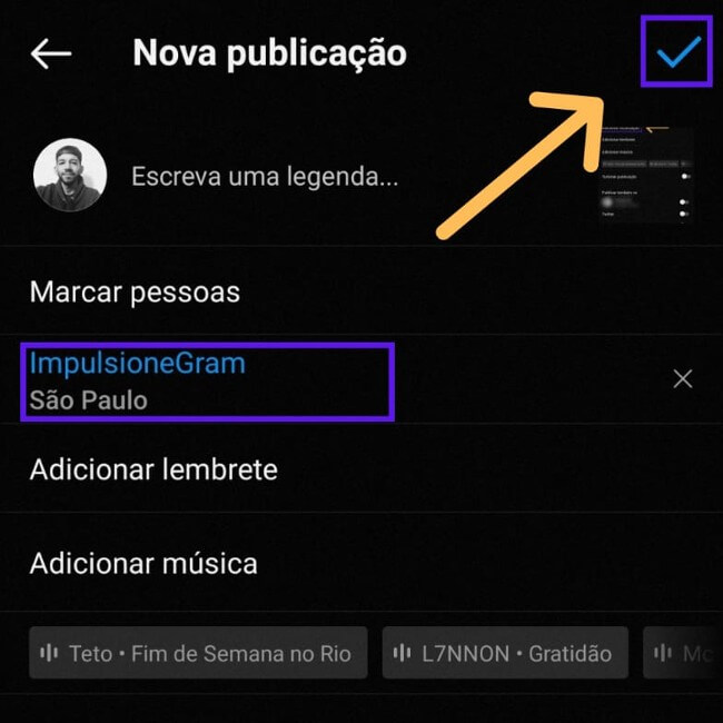 Publicar publicação com localização instagram