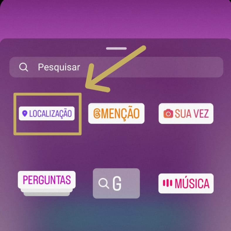 Opção localização story instagram