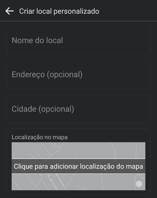 Inserir localização publicação facebook