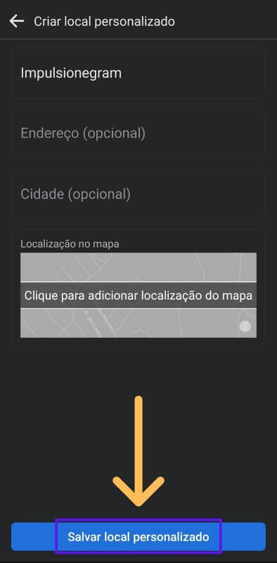 Salvar localização publicação facebook