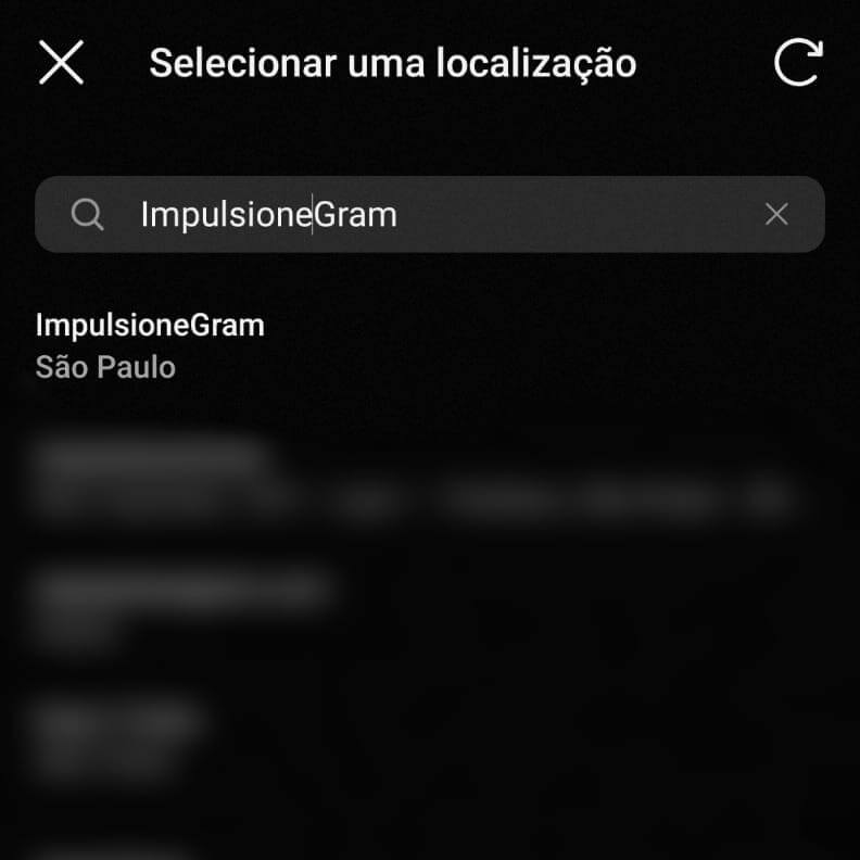 Escolher localização publicação instagram