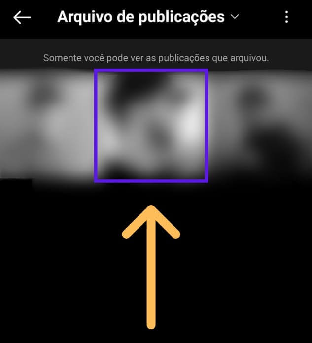 Clicar em publicação arquivada instagram