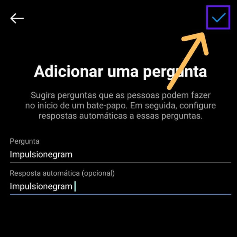 Adicionar nova pergunta frequente instagram