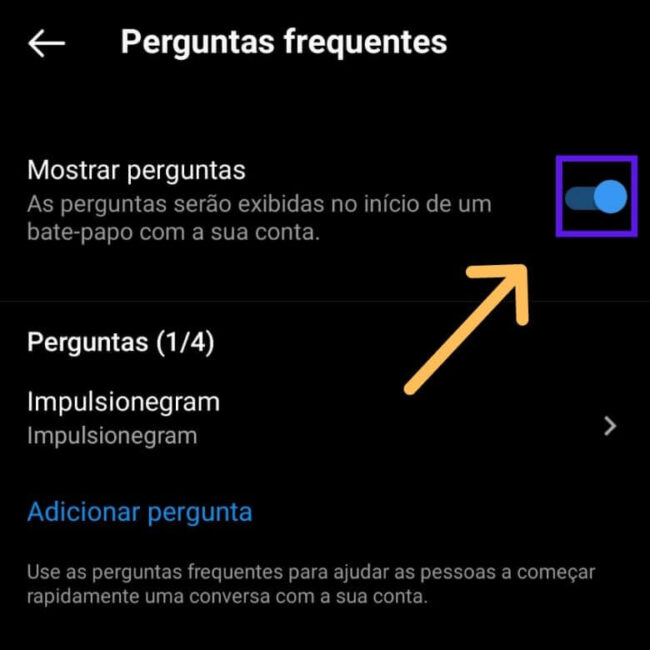 mostrar perguntas frequentes instagram