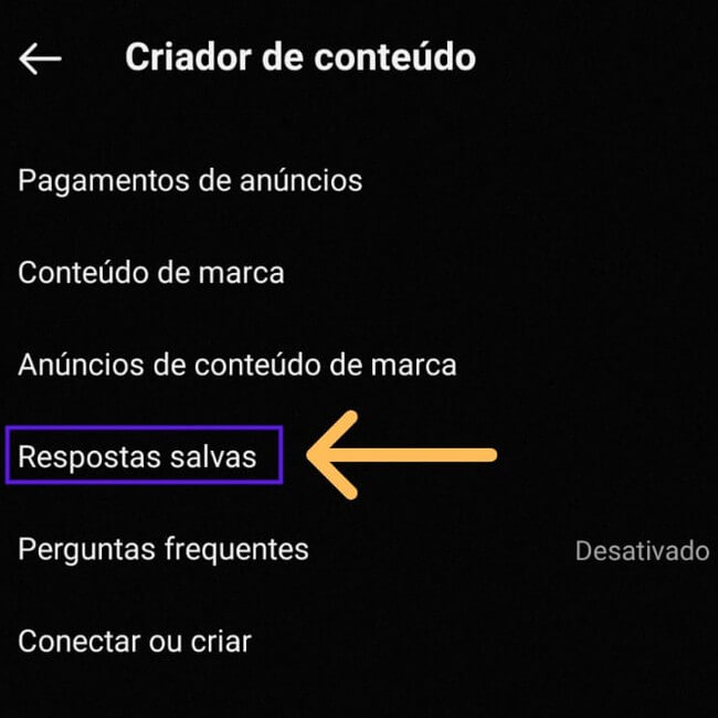 print respostas salvas configurações instagram