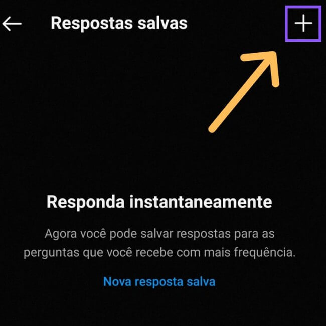 seta indicando criar nova resposta automática instagram