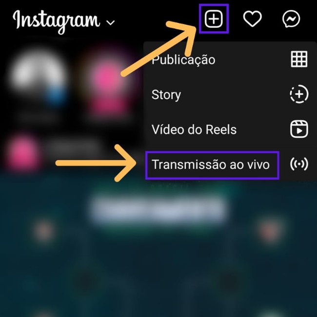 tela celular transmissao ao vivo instagram