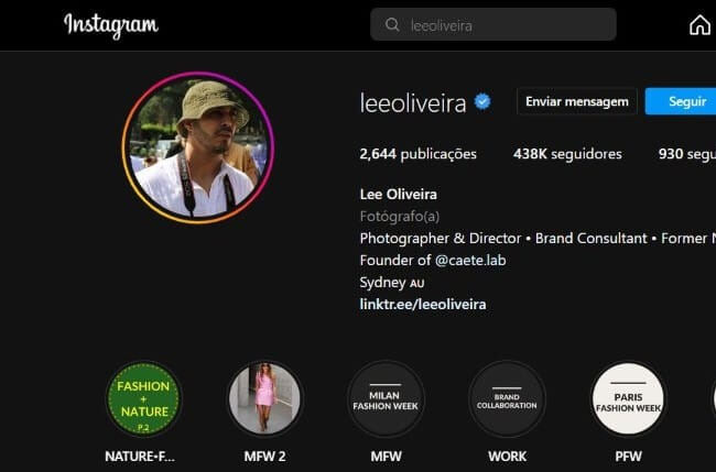 fotos perfil leeoliveira Instagram