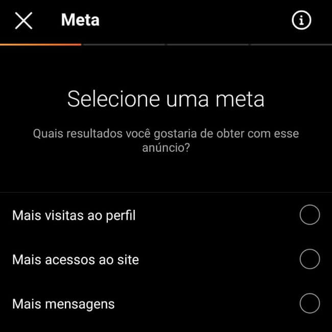 selecionar meta impulsionar post instagram