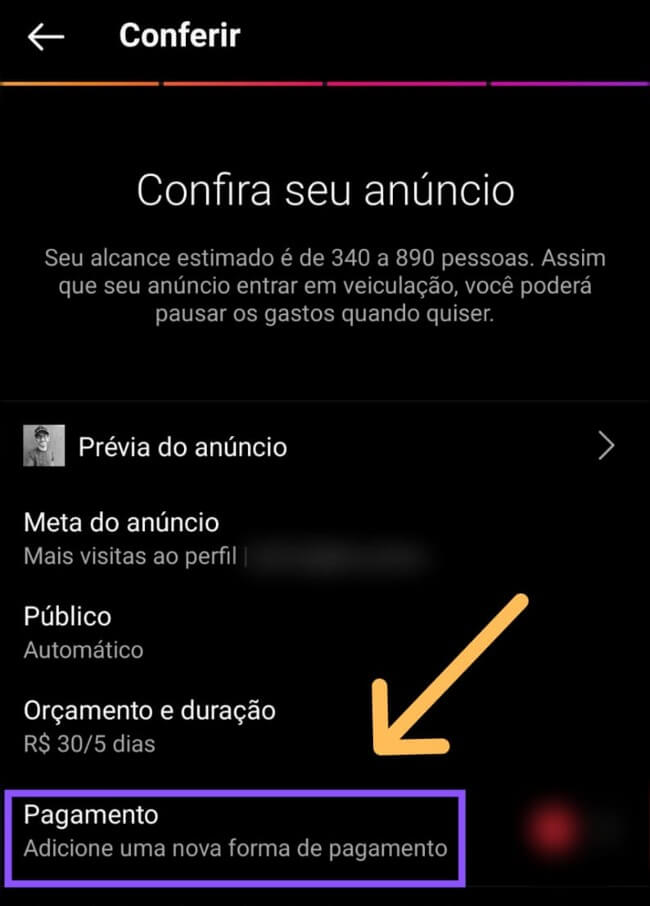 forma de pagamento para impulsionar no instagram