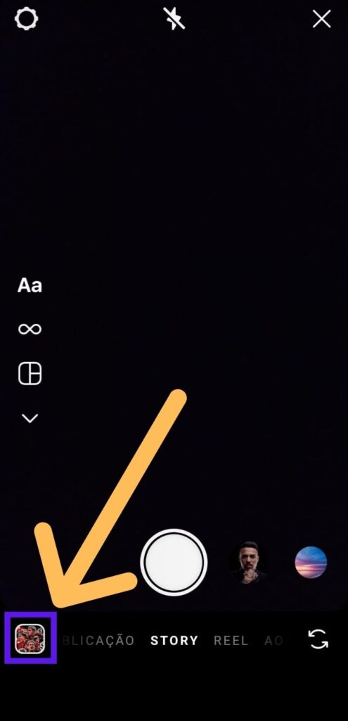 Stories do Instagram com indicativos para adicionar arquivo de mídia