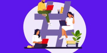 Desenho simbolizando a conexão de pessoas através de hashtags para viralizar no Instagram