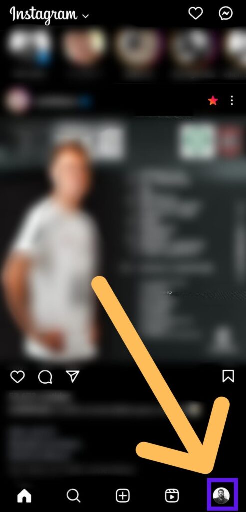 Tela principal do Instagram com indicativos para entrar no perfil