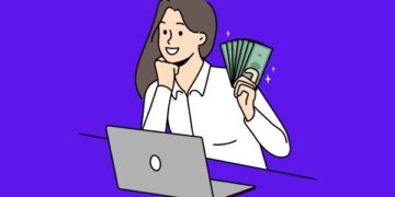 Desenho representativo de mulher ganhando dinheiro no Instagram