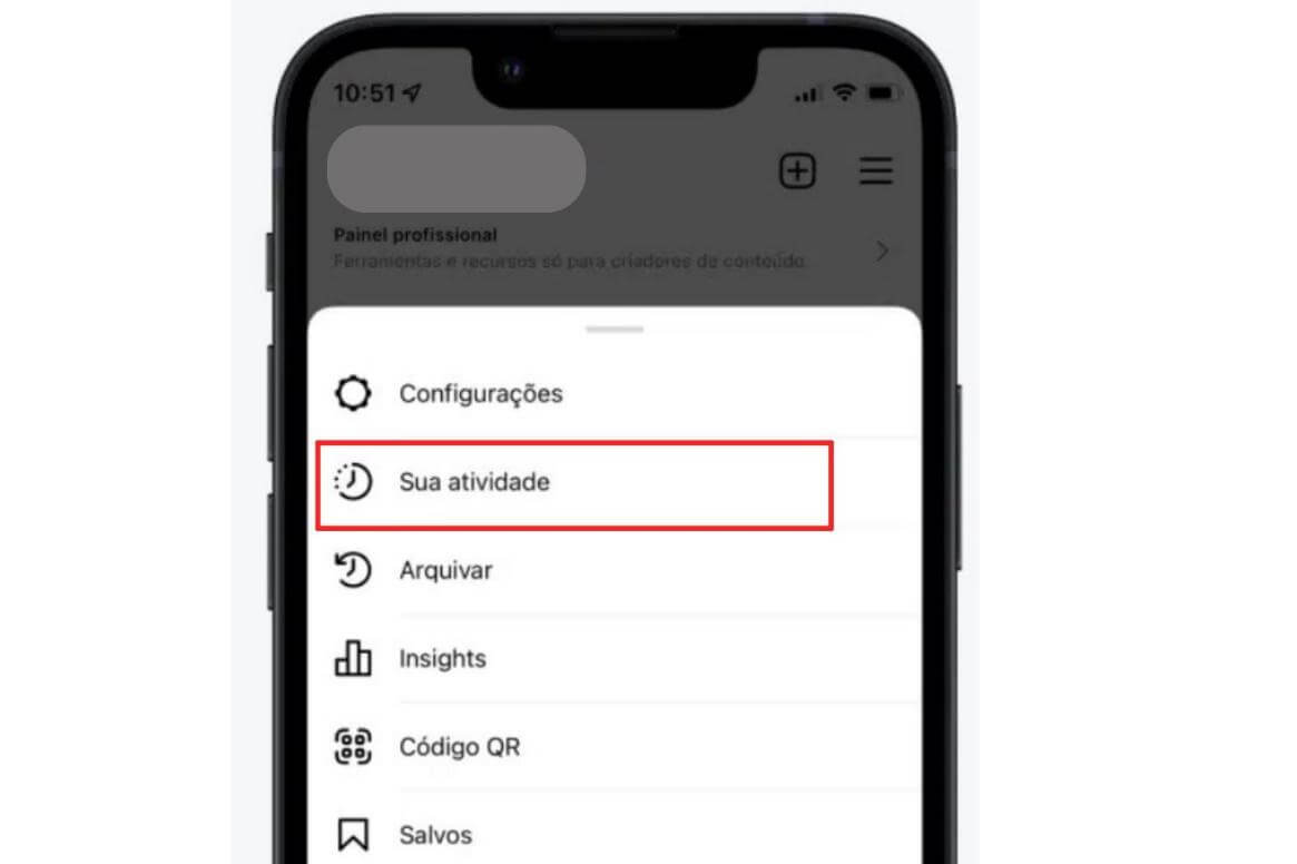 Acessar sua atividade na tela de configurações do Instagram