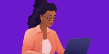 Desenho representativo de mulher seguindo passo a passo de como entrar no Instagram pelo Google