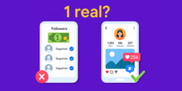 Comparação visual entre seguidores baratos de baixa qualidade e perfil com seguidores reais e engajamento no Instagram