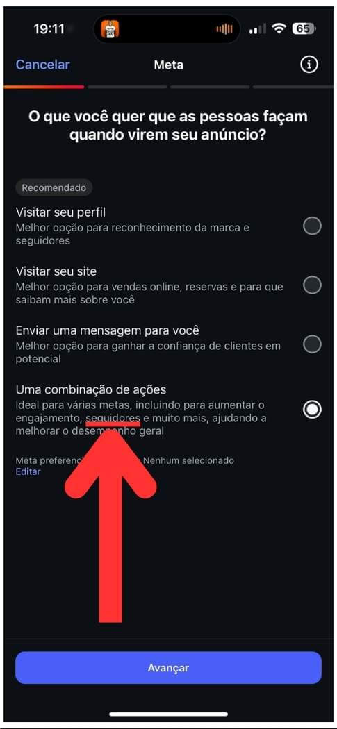 Imagem com seta apontando para palavra seguidores reais instagram